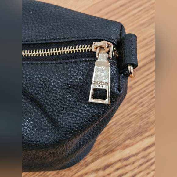 BEBE Textured Black Leather Insert Makeup Bag Rosegold Hardware - Picture 4 of 15